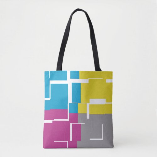 COOL Purple Blue Yellow Grey Pattern Tote Bag