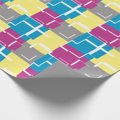 COOL Purple Blue Yellow Grey Pattern Wrapping Paper