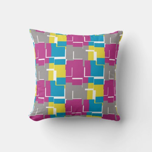 COOL Purple Blue Yellow Pattern Throw Pillow