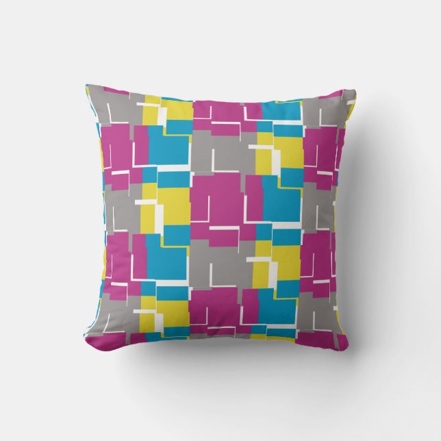 COOL Purple Blue Yellow Pattern Throw Pillow (Front)