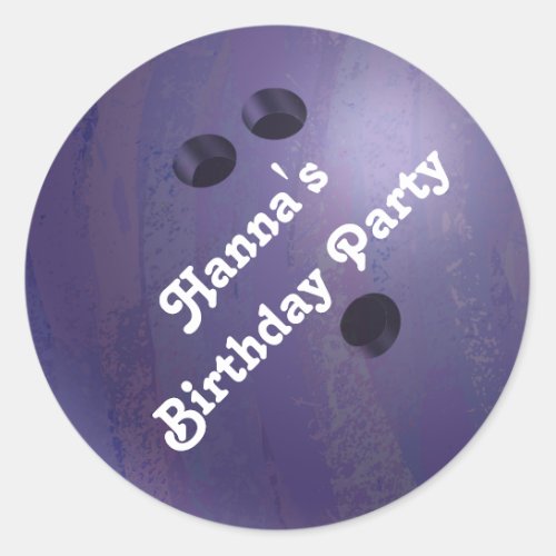 Cool Purple Bowling Ball Custom Party Sticker