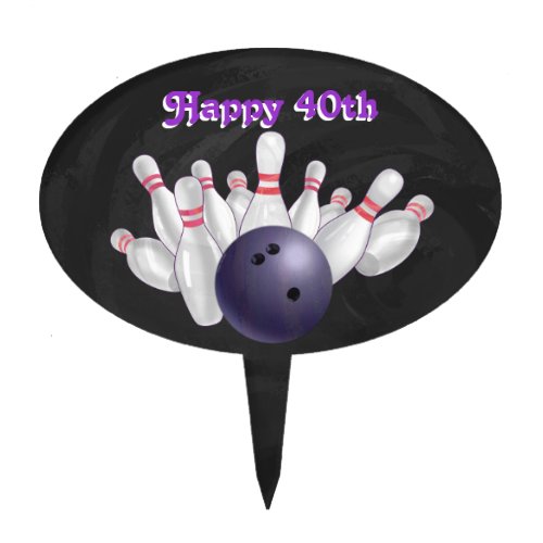 Cool Purple Bowling Ball Party Cake Topper