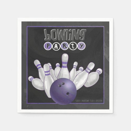 Cool Purple Bowling Party Paper Napkins