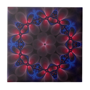 Cool Purple Digital Fractal Art Ceramic Tile