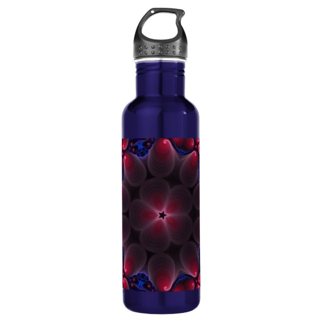 Cool Purple Digital Fractal Art Stainless Steel Water Bottle (Front)