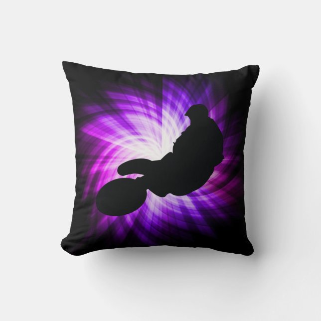 Cool Purple Dirt Bike Throw Pillow (Front)