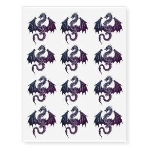 Cool Purple Dragons Temporary Tattoos