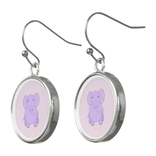 Cool Purple Elephant Earrings (Angled)