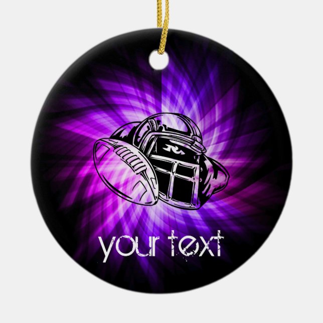 Cool Purple Football Ceramic Ornament (Front)