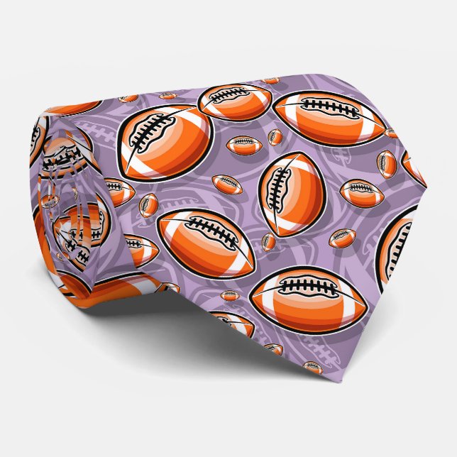 cool purple football sports pattern neck tie (Rolled)