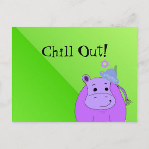 Cool Purple Hippo - Chill Out Postcard