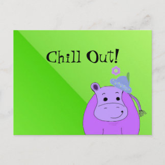 Cool Purple Hippo - Chill Out Postcard
