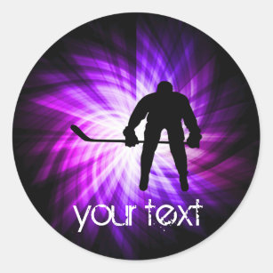 Cool Purple Hockey Classic Round Sticker
