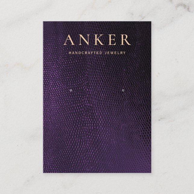 Cool Purple Leather Earring Display Business Card (Front)