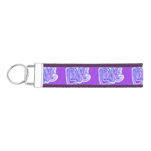 Cool Purple LOVE Typography  Wrist Keychain
