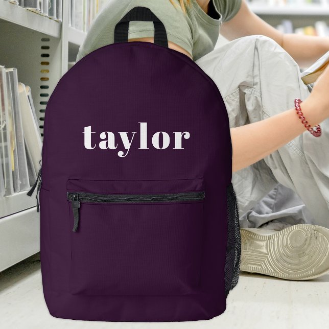 Cool Purple Modern Minimalist Trendy Personalized Printed Backpack (Creator Uploaded)