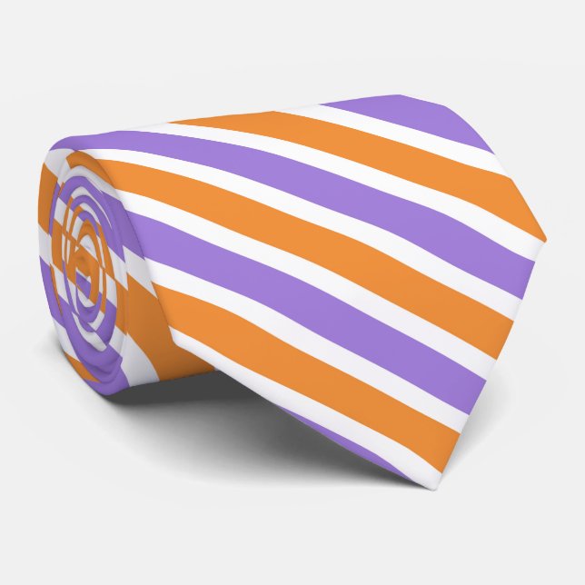 cool purple orange stripe pattern  neck tie (Rolled)
