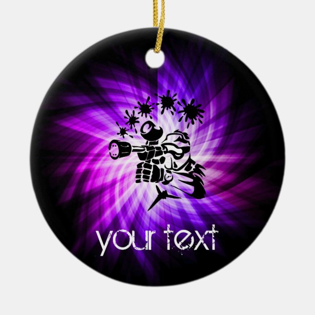 Cool Purple Paintball Ceramic Ornament (Front)