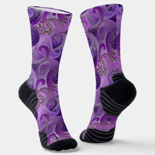Cool Purple Paisley Pattern Socks