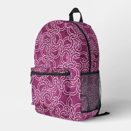    Cool Purple Pink Celtic Knot Modern Monogrammed Printed Backpack