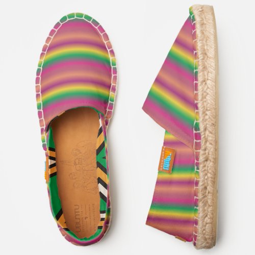 Cool Purple Pink Green Yellow Stripes Ombre Espadrilles