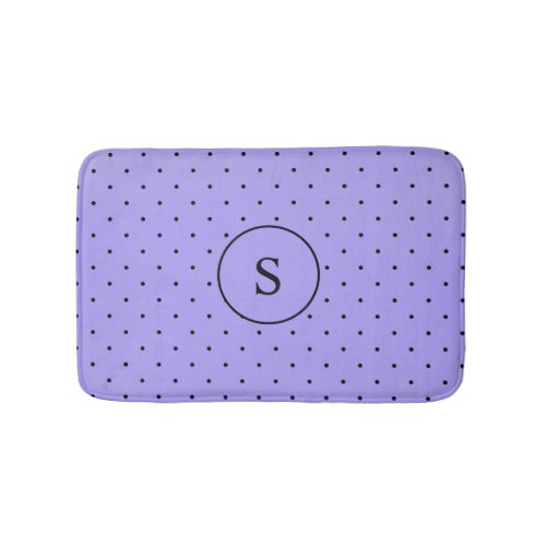 Cool Purple Polka Dots Monogrammed Bath Mat