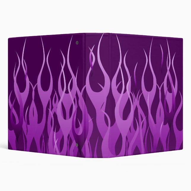 Cool Purple Racing Flames Design 3 Ring Binder (Background)