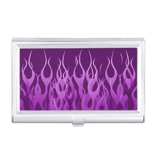 Cool Purple Racing Flames Design Business Card Case