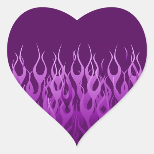 Cool Purple Racing Flames Design Heart Sticker