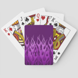 Cool Purple Racing Flames Design Poker Cards