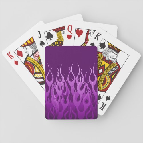 Cool Purple Racing Flames Design Poker Cards