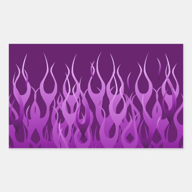Cool Purple Racing Flames Design Rectangular Sticker (Front)
