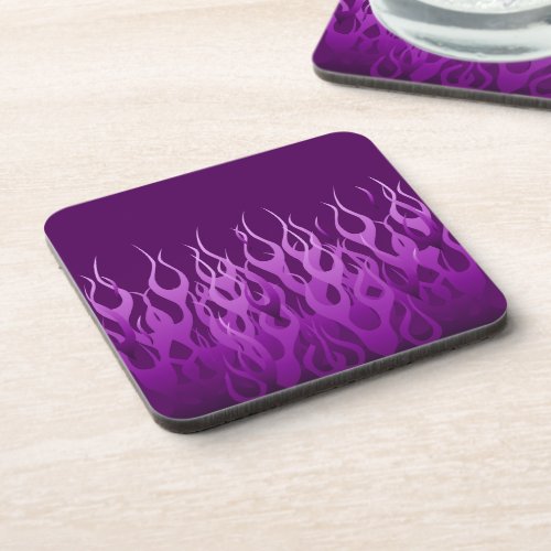 Cool Purple Racing Flames Graphic Coaster