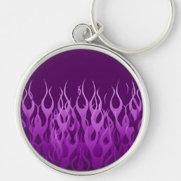 Cool Purple Racing Flames Graphic Keychain