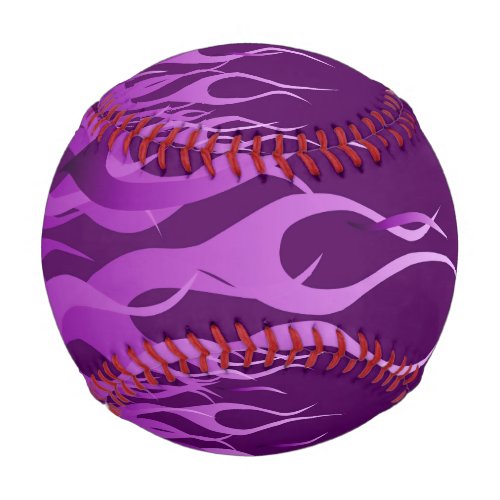 Cool Purple Racing Flames on carbon Fiber Print Baseball
