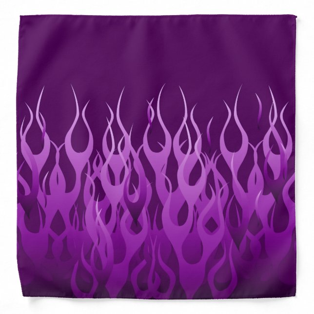 Cool Purple Racing Flames Pin Stripes Bandana (Front)