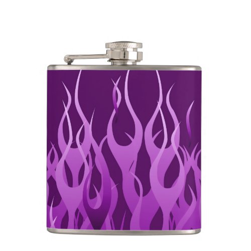 Cool Purple Racing Flames Pin Stripes Hip Flask