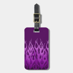 Cool Purple Racing Flames Pin Stripes Luggage Tag