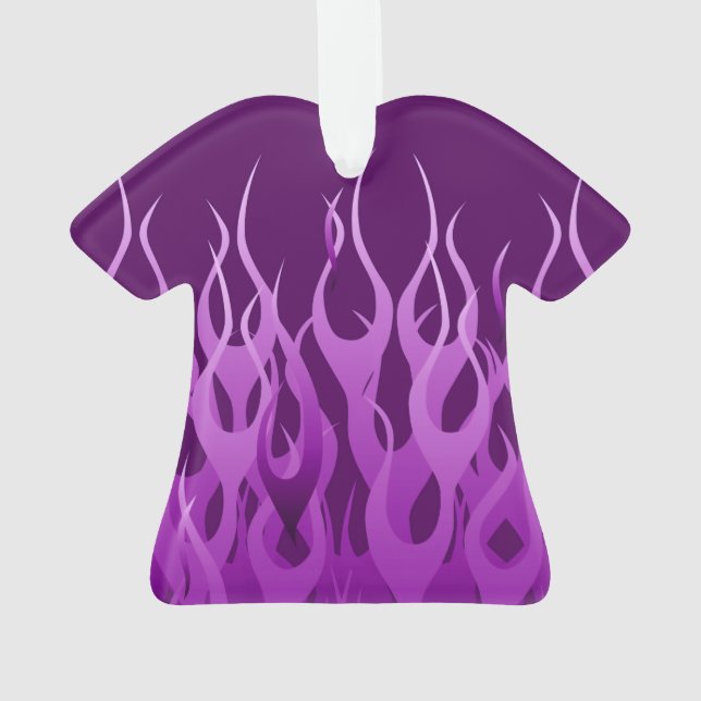 Cool Purple Racing Flames Pin Stripes Ornament (Back)