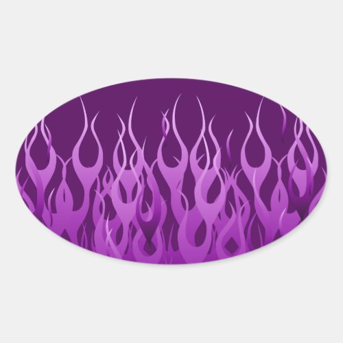 Cool Purple Racing Flames Pin Stripes Oval Sticker