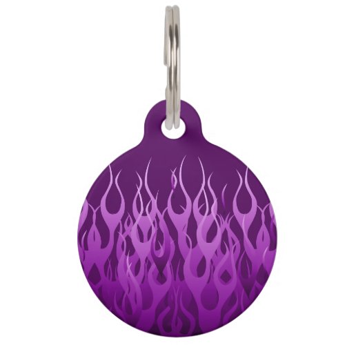 Cool Purple Racing Flames Pin Stripes Pet Tag