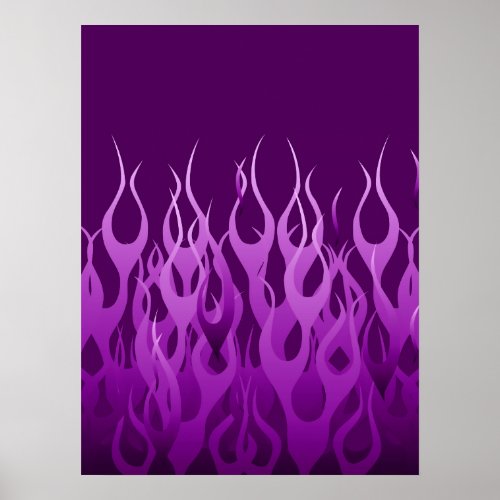 Cool Purple Racing Flames Pin Stripes Poster