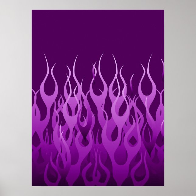 Cool Purple Racing Flames Pin Stripes Poster (Front)