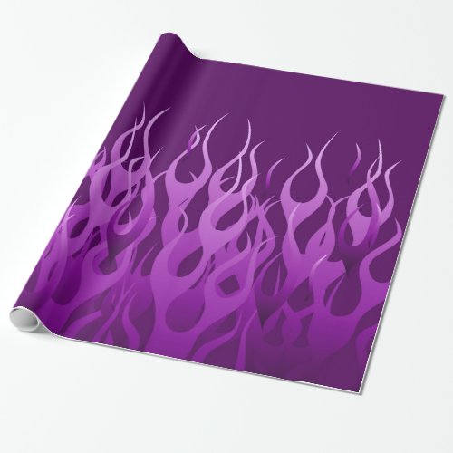 Cool Purple Racing Flames Pin Stripes Wrapping Paper