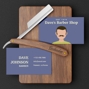 Cool Purple Retro Vintage Barber Shop Business Card