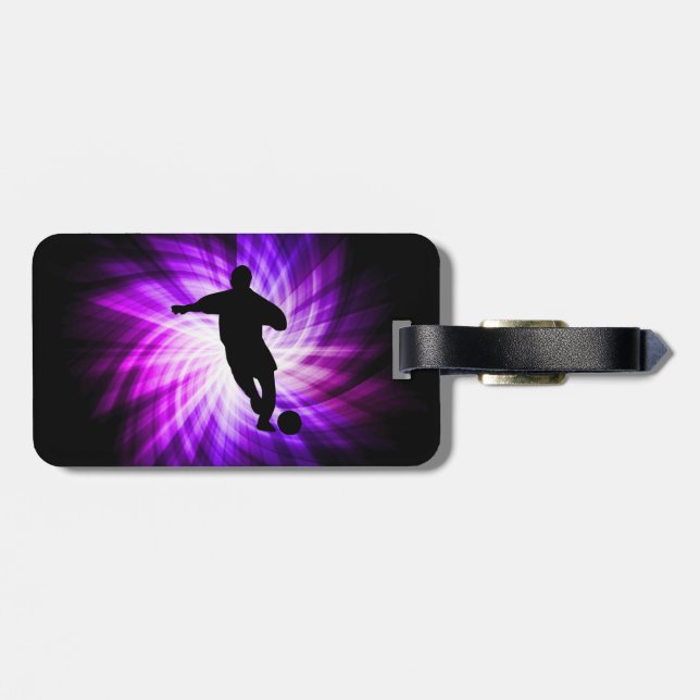 Cool Purple Soccer Luggage Tag (Back Horizontal)