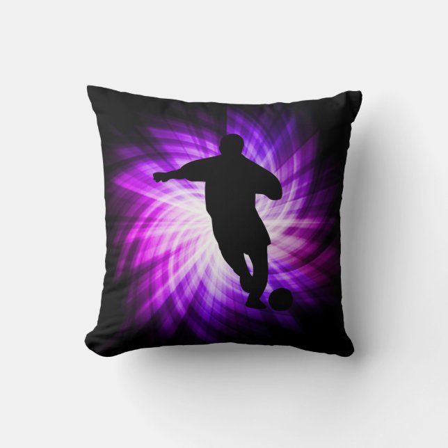 Cool Purple Soccer Throw Pillow (Front)