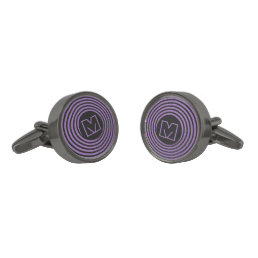 Cool Purple Spiral Vortex Monogram Cufflinks