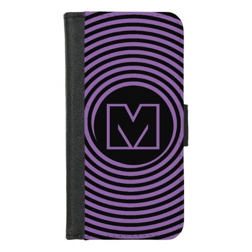 Cool Purple Spiral Vortex Monogram iPhone 8/7 Wallet Case