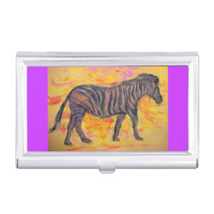 cool purple zebra business card case